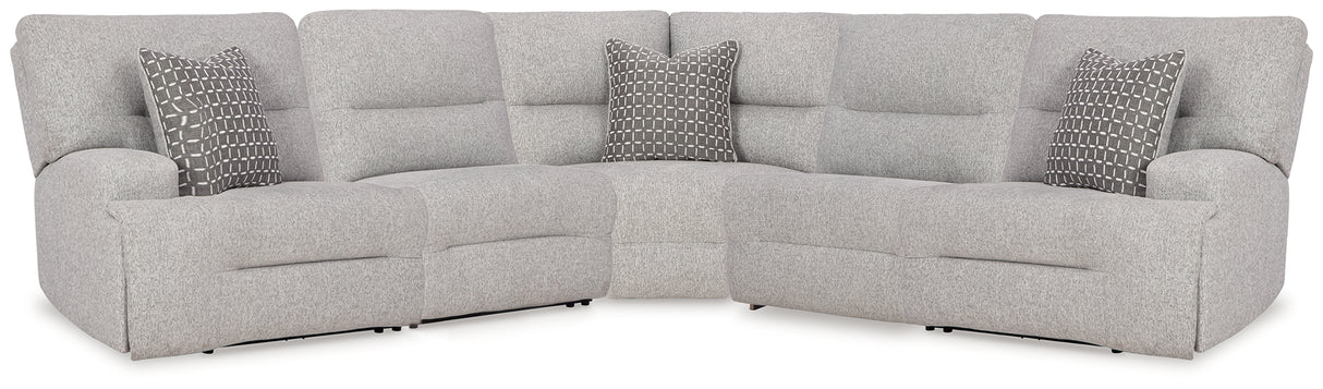 Furniture City Biloxi - Ashley Furniture - Acklen Place Sectional - 5-Piece Power Reclining Sectional / Pewter - 93605S3