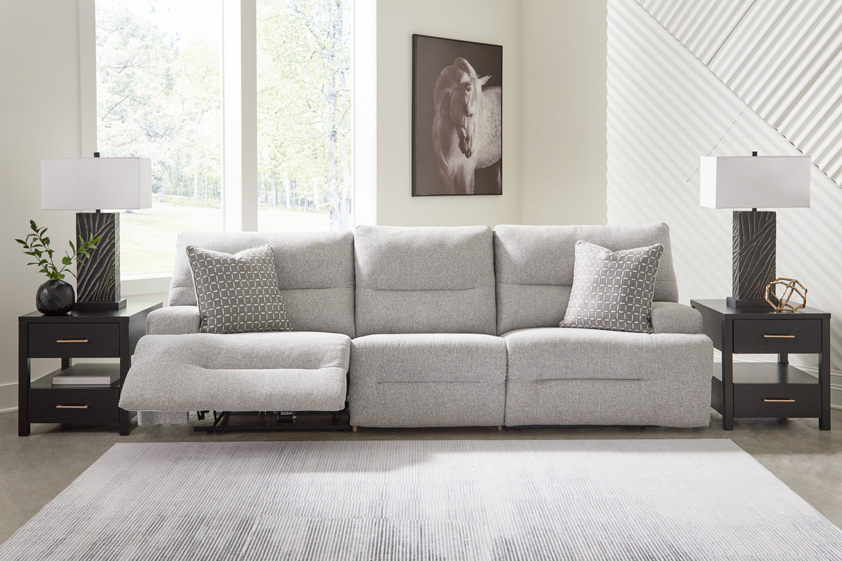 Furniture City Biloxi - Ashley Furniture - Acklen Place Sectional - 3-Piece Power Reclining Sectional Sofa / Pewter - 93605S18