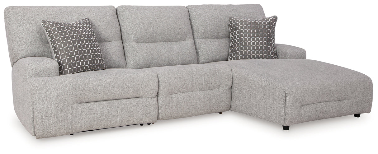 Furniture City Biloxi - Ashley Furniture - Acklen Place Sectional - 3-Piece Power Reclining Sectional / Pewter - 93605S6