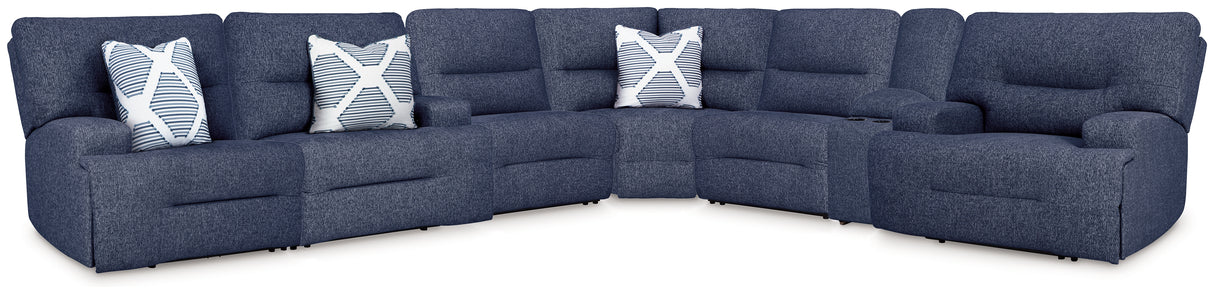 Furniture City Biloxi - Ashley Furniture - Acklen Place Sectional - 7-Piece Power Reclining Sectional / Navy - 93607S8