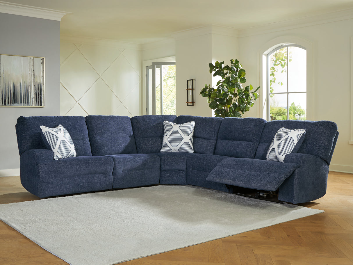 Furniture City Biloxi - Ashley Furniture - Acklen Place Sectional - 5-Piece Power Reclining Sectional / Navy - 93607S3