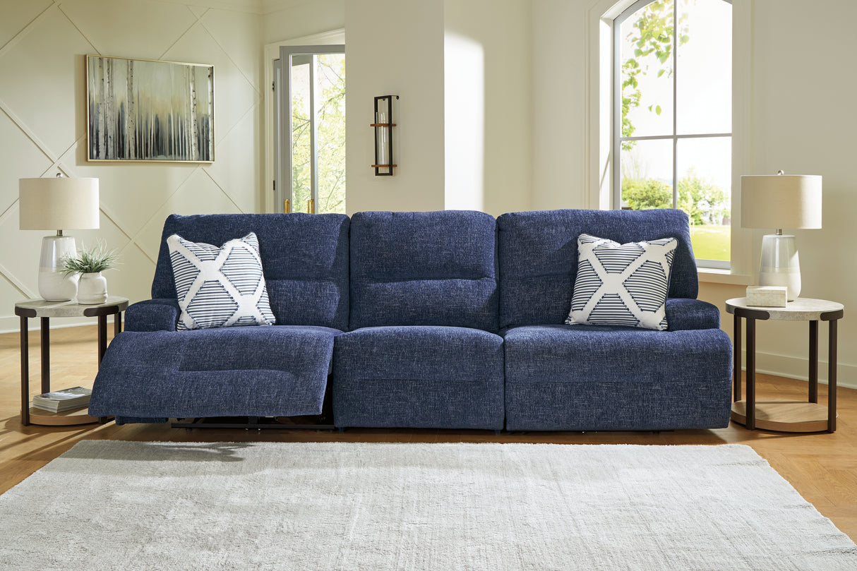 Furniture City Biloxi - Ashley Furniture - Acklen Place Sectional - 3-Piece Power Reclining Sectional Sofa / Navy - 93607S18