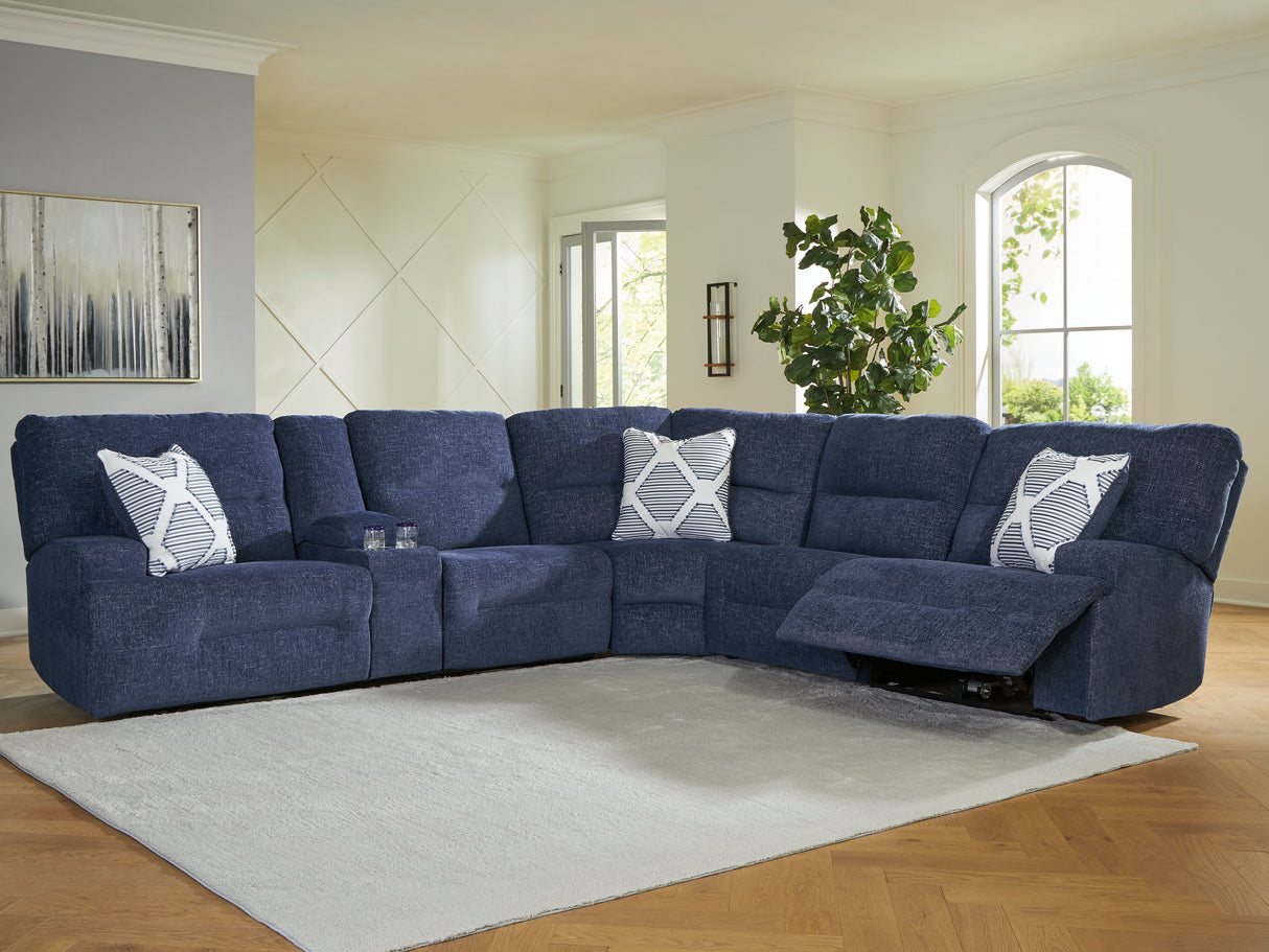 Furniture City Biloxi - Ashley Furniture - Acklen Place Sectional - 6-Piece Power Reclining Sectional / Navy - 93607S15