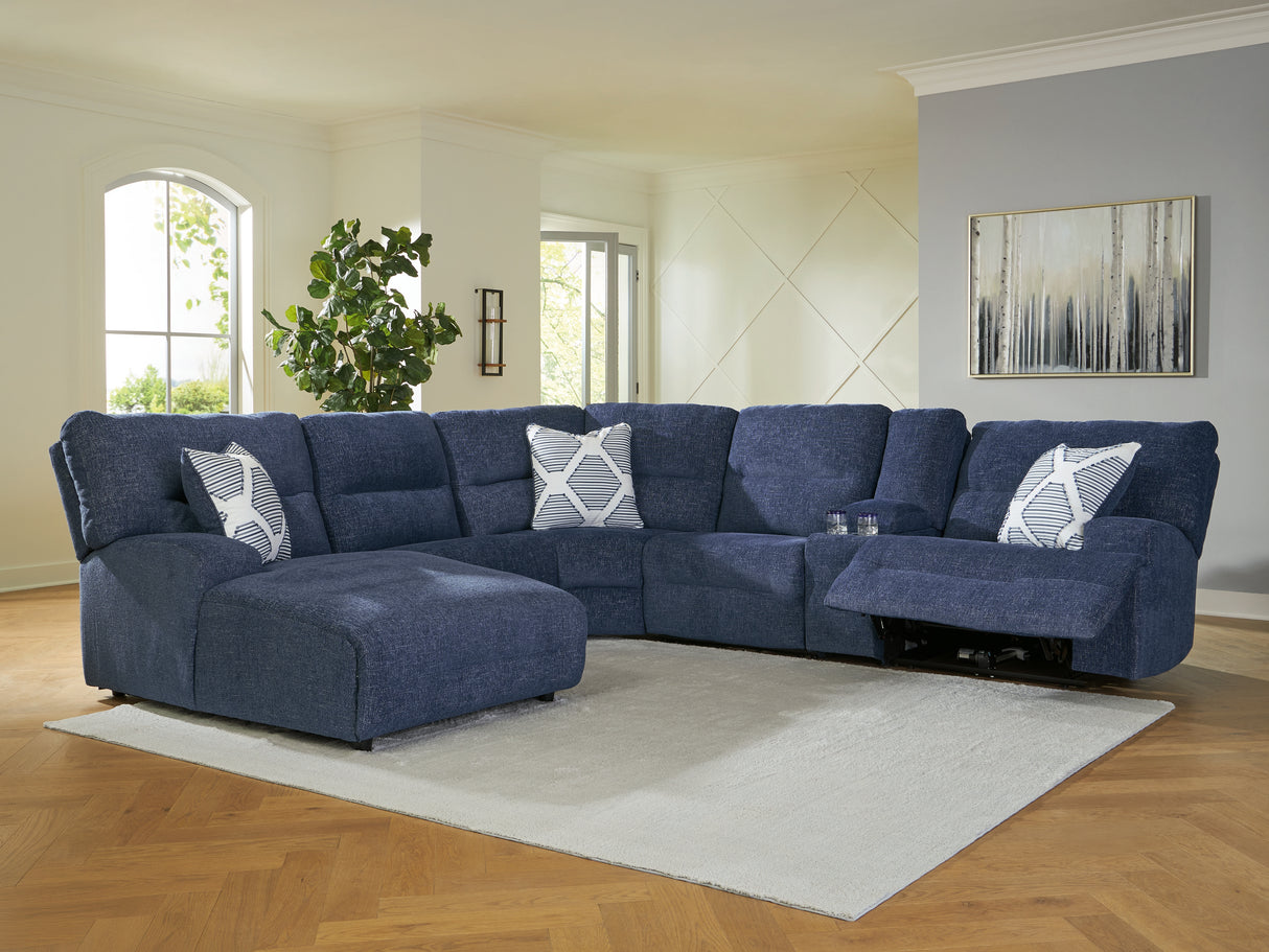 Furniture City Biloxi - Ashley Furniture - Acklen Place Sectional - 6-Piece Power Reclining Sectional with Chaise / Navy - 93607S2
