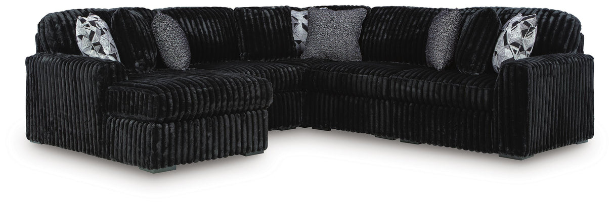 Furniture City Biloxi - Ashley Furniture - Midnight-Madness Sectional - RAF 5-Piece Sectional with Chaise / Onyx - 98103S21