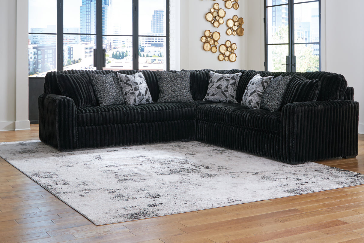 Furniture City Biloxi - Ashley Furniture - Midnight-Madness Sectional - LAF 3-Piece Sectional / Onyx - 98103S6