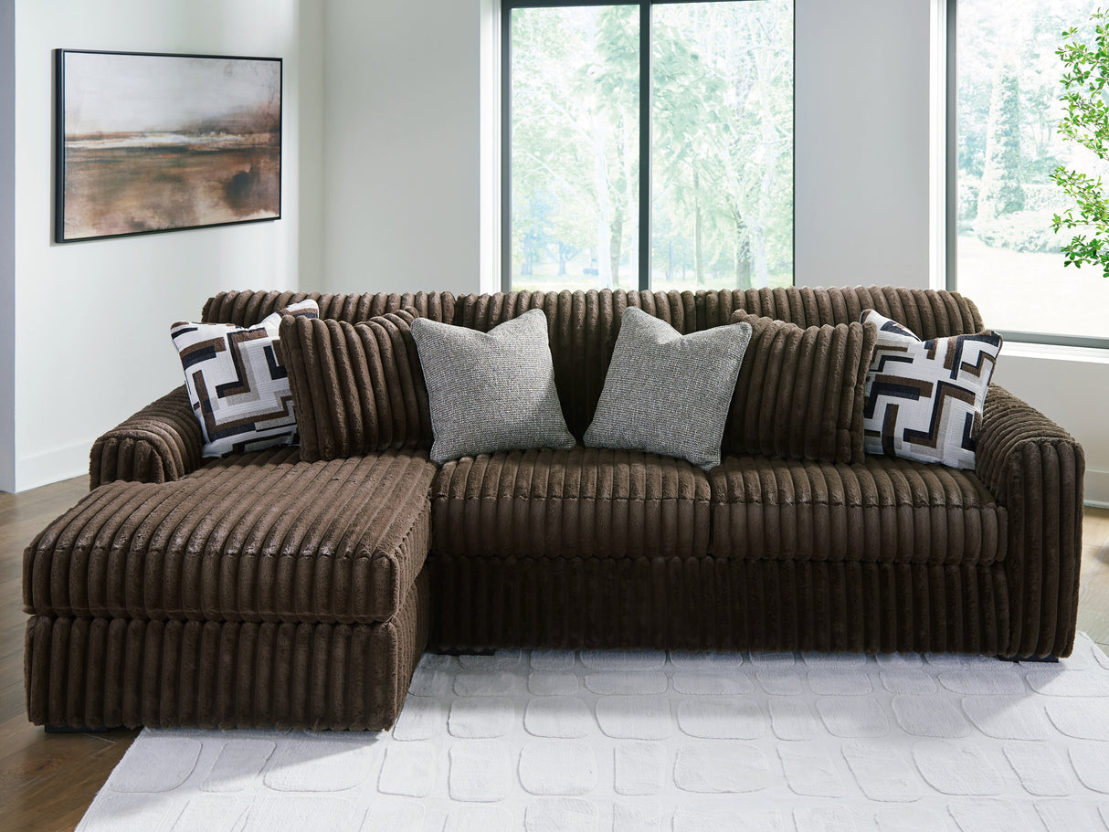 Furniture City Biloxi - Ashley Furniture - Midnight-Madness Sectional - RAF 2-Piece Sectional Sofa with Chaise / Chocolate - 98104S1