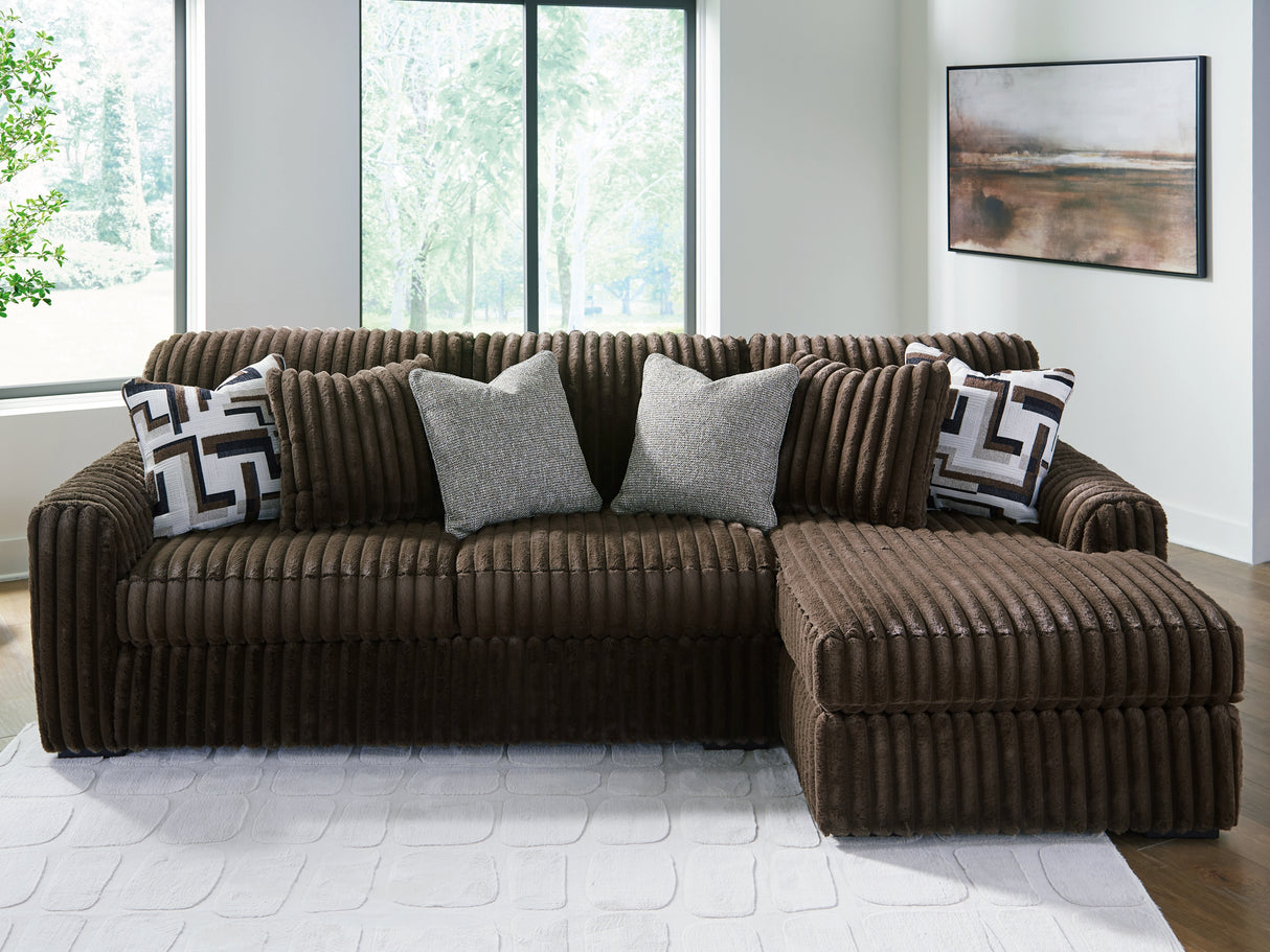Furniture City Biloxi - Ashley Furniture - Midnight-Madness Sectional - LAF 2-Piece Sectional Sofa with Chaise / Chocolate - 98104S2