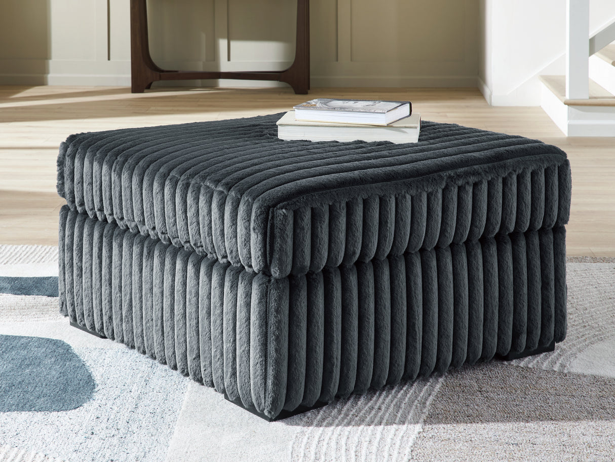 Furniture City Biloxi - Ashley Furniture - Midnight-Madness Living Room - Oversized Accent Ottoman / Gunmetal - 9810508