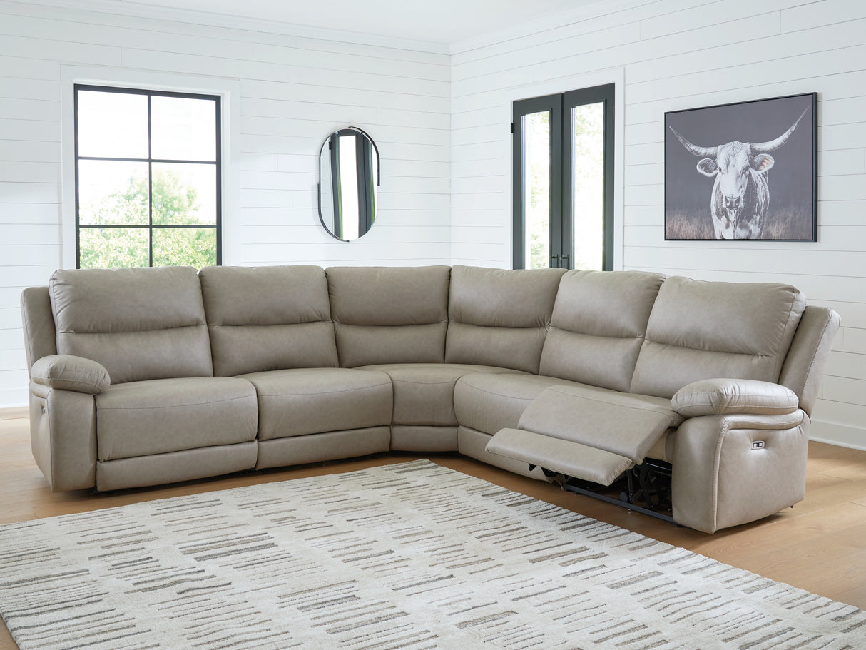 Furniture City Biloxi - Ashley Furniture - Narwhal Place Sectional - 5-Piece Power Reclining Sectional / Pebble - PC99201S8