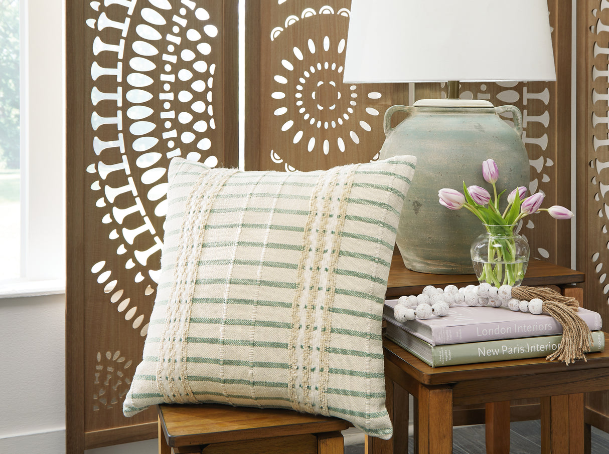 Furniture City Biloxi - Ashley Furniture - Rowton Pillows - Pillow (4/CS) / White/Green - A1001072