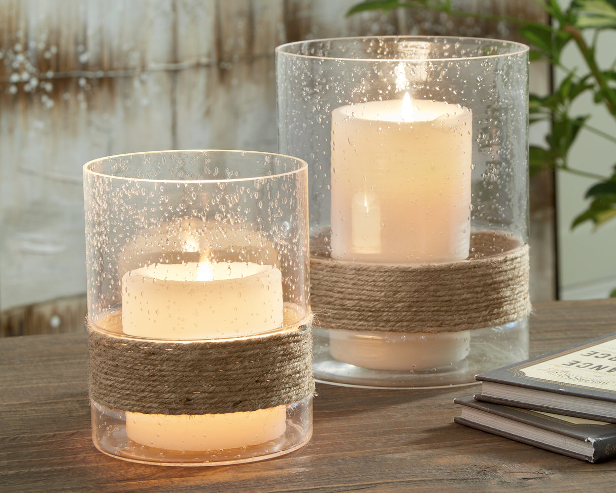 Furniture City Biloxi - Ashley Furniture - Eudocia Candle Holder - Candle Holder Set (Set of 2) / Clear - A2000456
