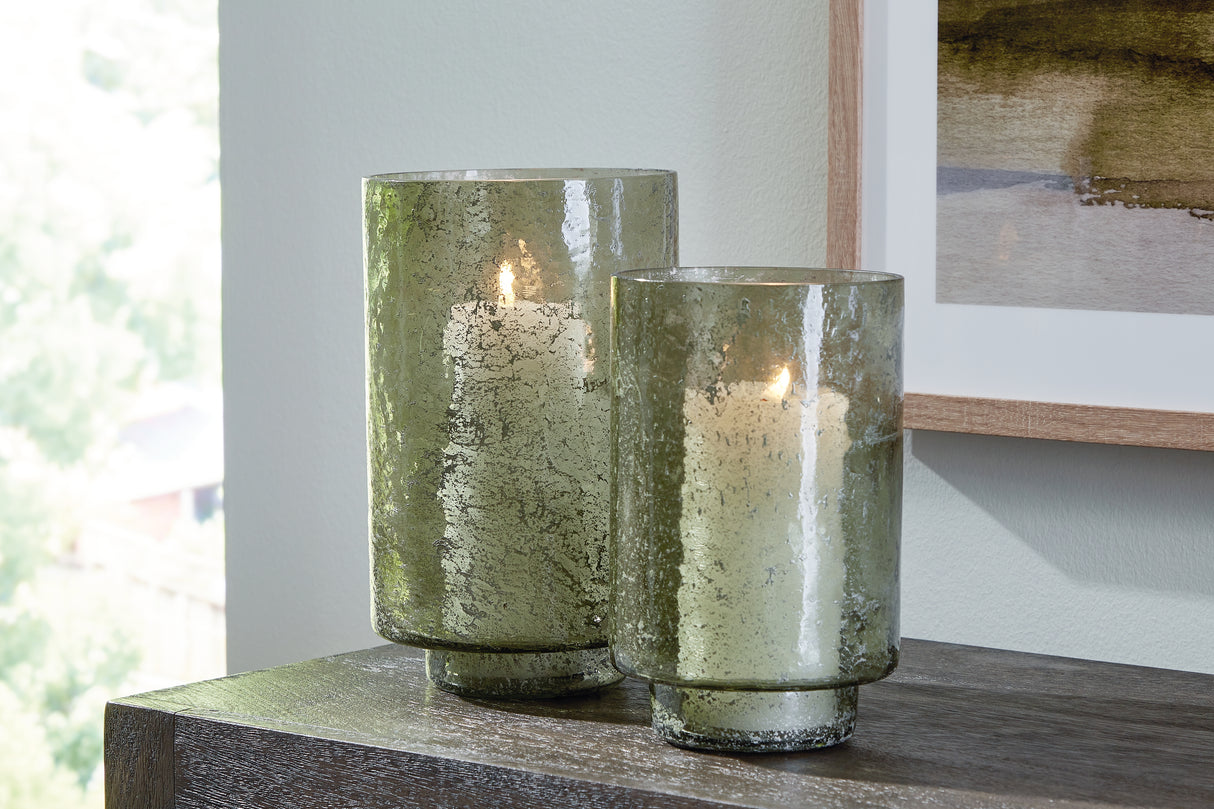 Furniture City Biloxi - Ashley Furniture - Clarkton Candle Holder - Candle Holder Set (Set of 2) / Green - A2000623