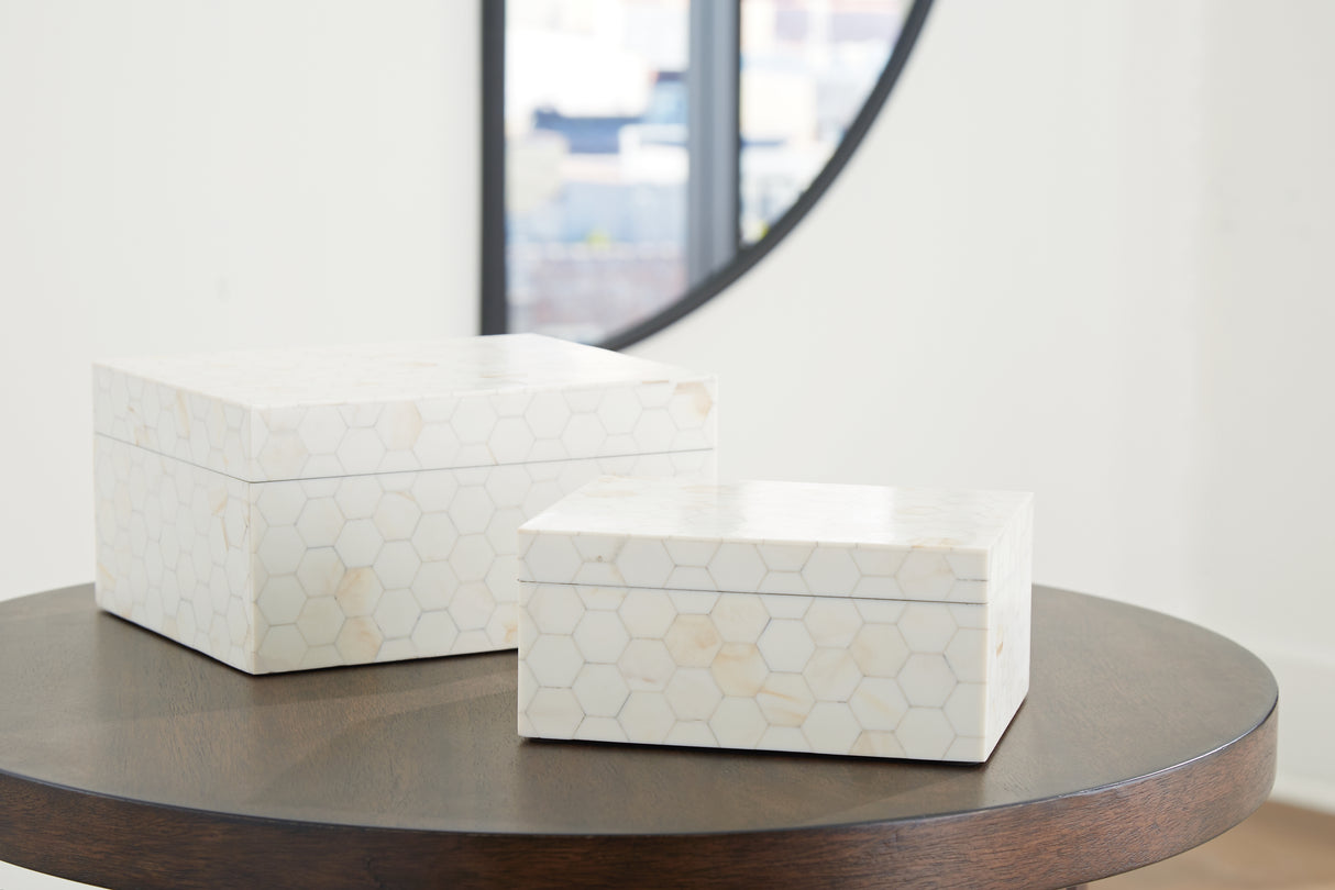 Furniture City Biloxi - Ashley Furniture - Aldenburg Box (Set of 2) - Box Set (Set of 2) / Cream - A2000690