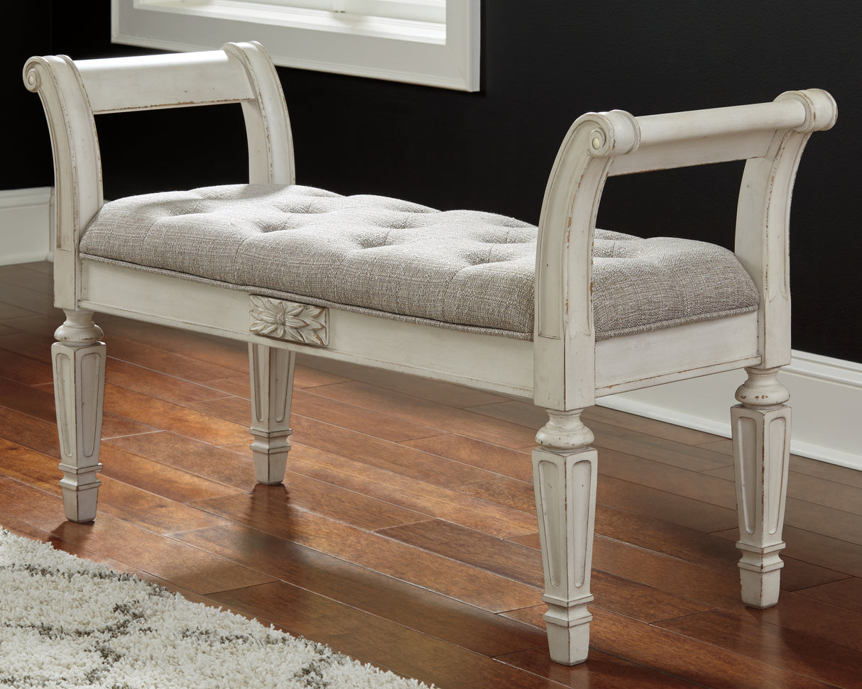 Furniture City Biloxi - Ashley Furniture - Realyn Accent Bench - Accent Bench / Antique White / 46"W x 16"D x 26"H - A3000157
