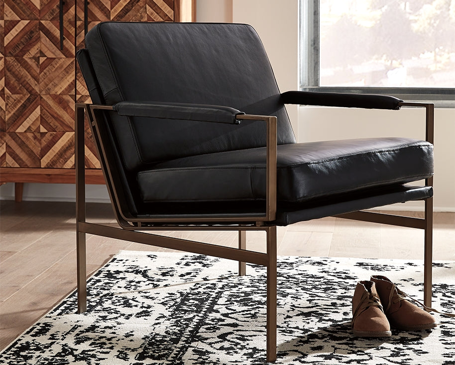 Furniture City Biloxi - Ashley Furniture - Puckman Accent Chair - Accent Chair / Brown/Silver Finish - A3000193