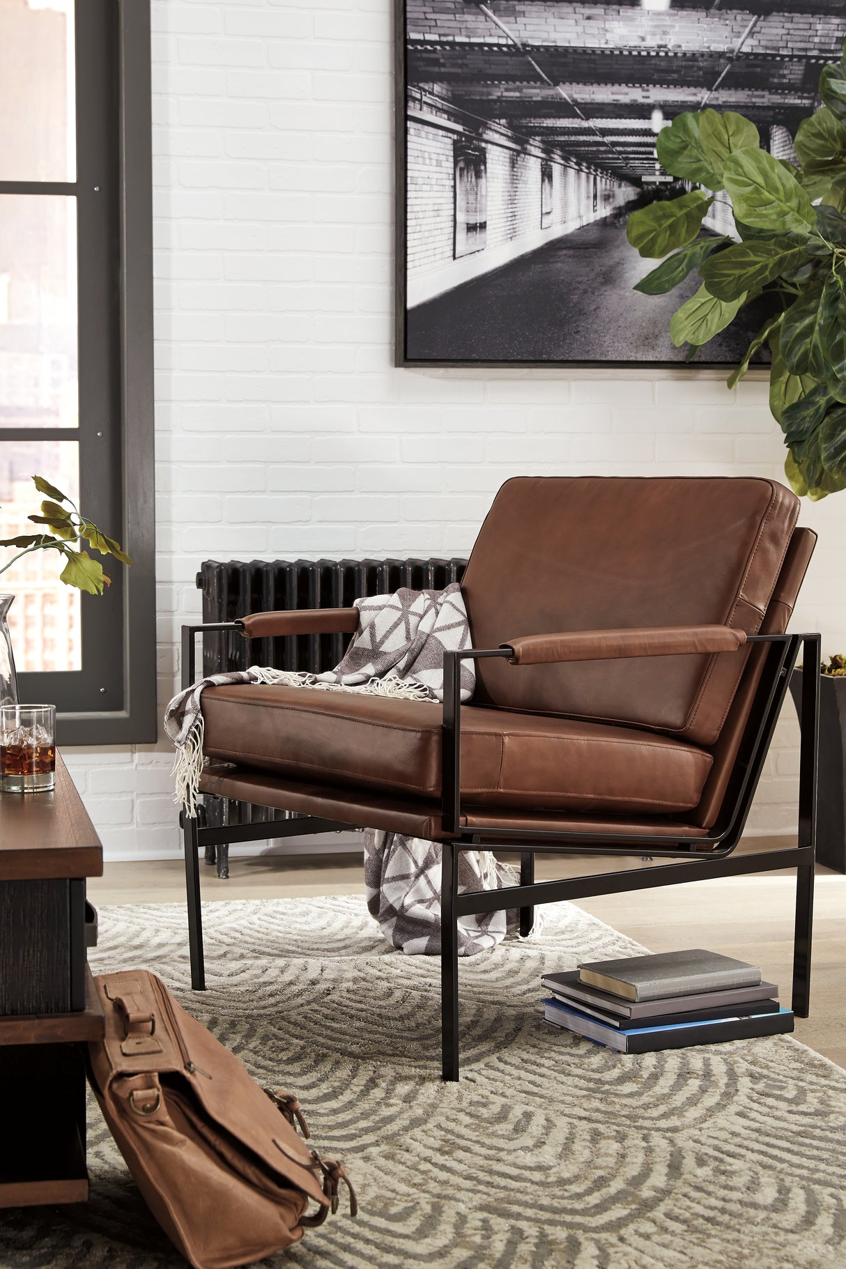 Furniture City Biloxi - Ashley Furniture - Puckman Accent Chair - Accent Chair / Brown/Silver Finish - A3000193
