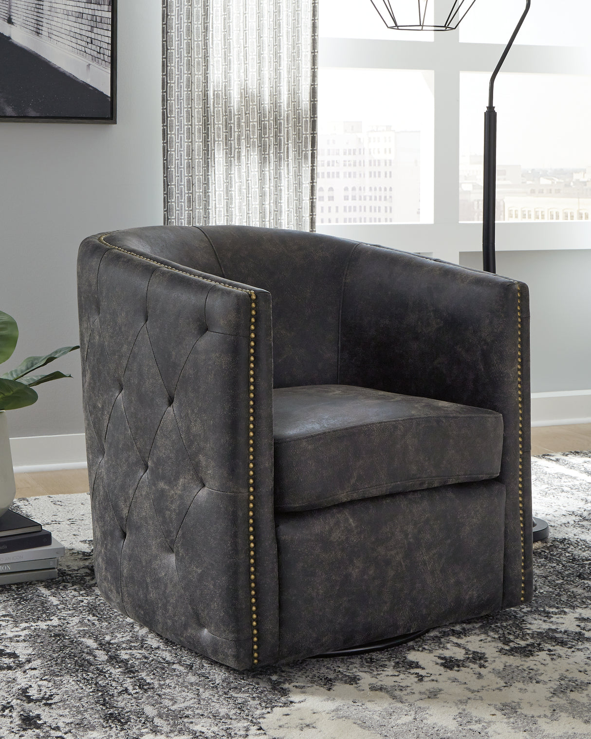 Furniture City Biloxi - Ashley Furniture - Brentlow Swivel Accent Chair - Swivel Accent Chair / Granite - A3000741