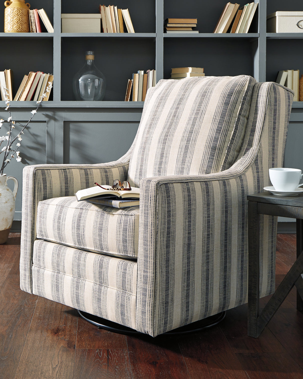 Furniture City Biloxi - Ashley Furniture - Kambria Swivel Glider Accent Chair - Swivel Glider Accent Chair / Fog - A3000265