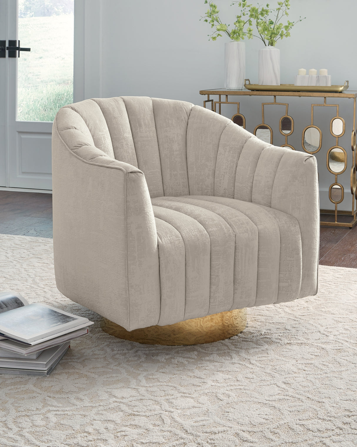 Furniture City Biloxi - Ashley Furniture - Penzlin Accent Chair - Swivel Accent Chair / Pearl - A3000241
