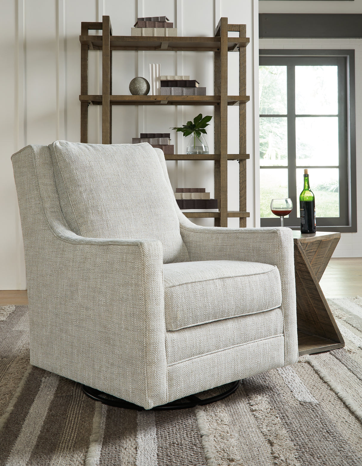 Furniture City Biloxi - Ashley Furniture - Kambria Swivel Glider Accent Chair - Swivel Glider Accent Chair / Fog - A3000265