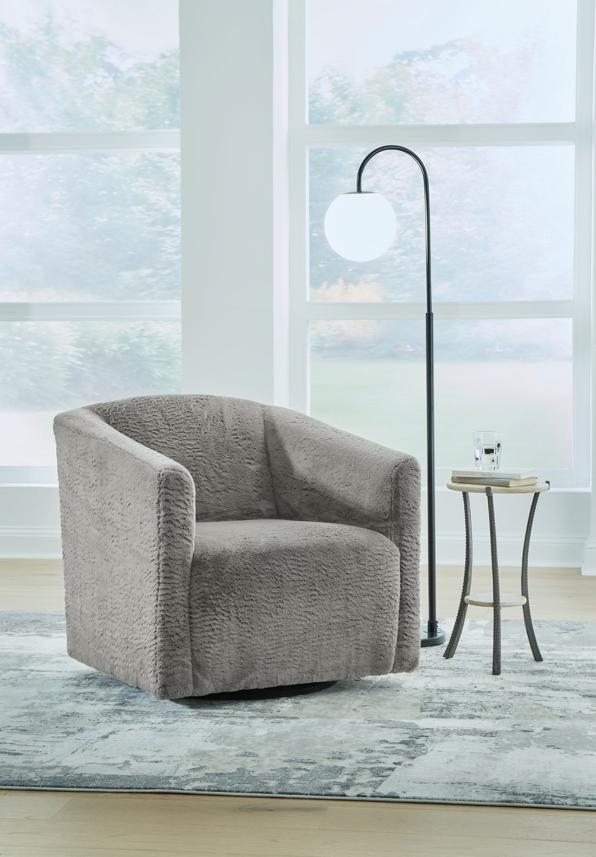 Furniture City Biloxi - Ashley Furniture - Bramner Accent Chair - Swivel Accent Chair / Charcoal - A3000330