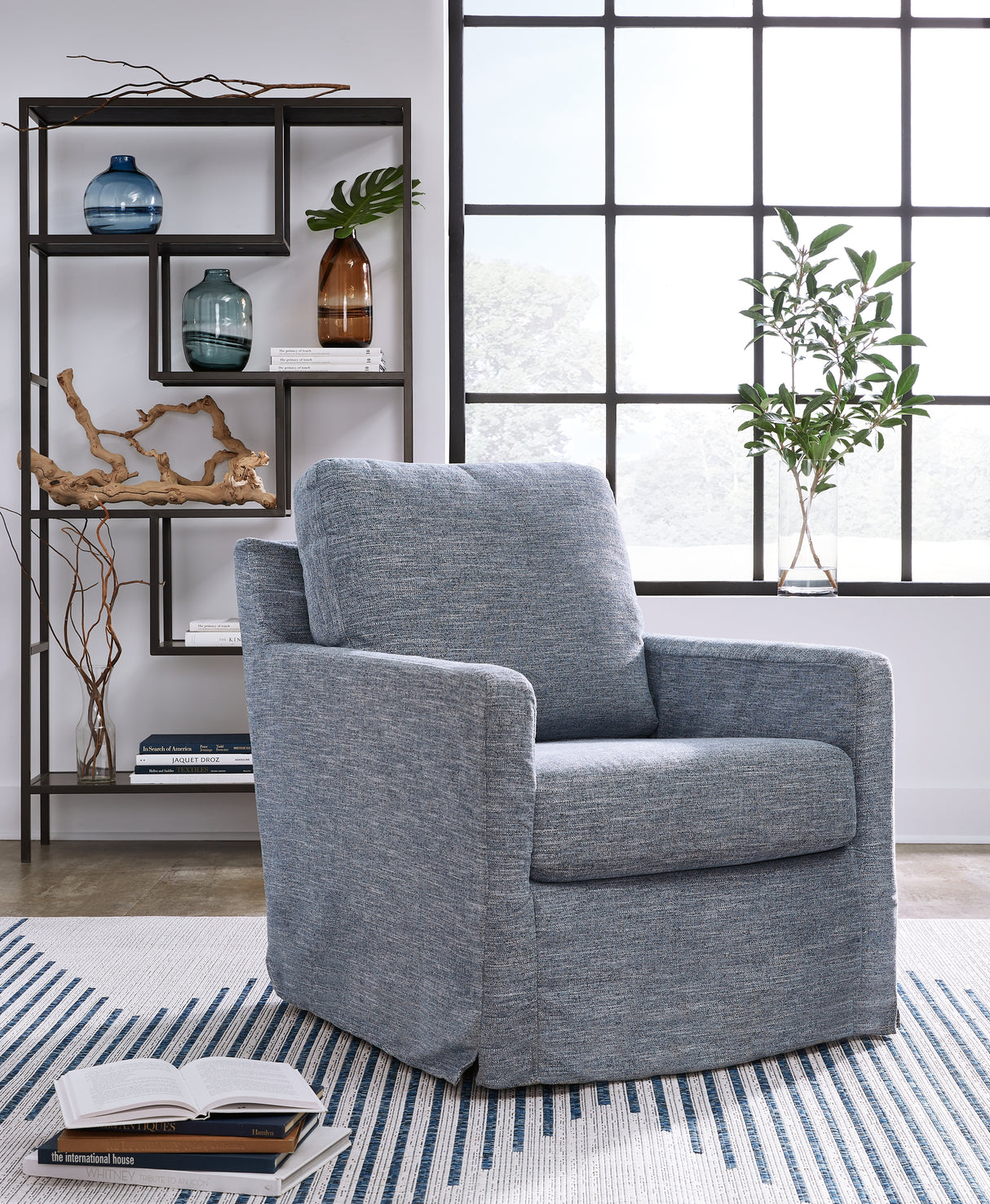 Furniture City Biloxi - Ashley Furniture - Nenana Next-Gen Nuvella Swivel Glider Accent Chair - Swivel Glider Accent Chair / Denim - A3000646