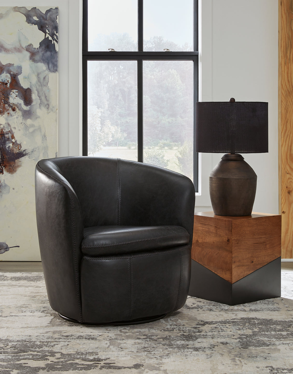 Furniture City Biloxi - Ashley Furniture - Kierreys Swivel Accent Chair - Swivel Accent Chair / Midnight - A3000702