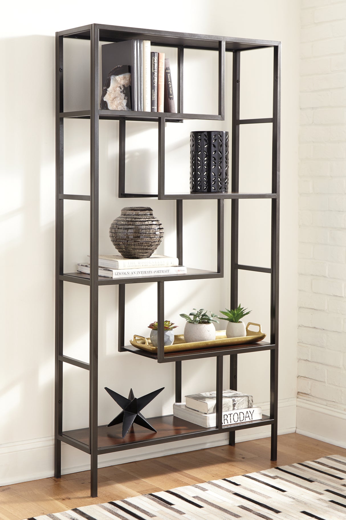 Furniture City Biloxi - Ashley Furniture - Frankwell Bookcase - Bookcase / Brown/Black - A4000021