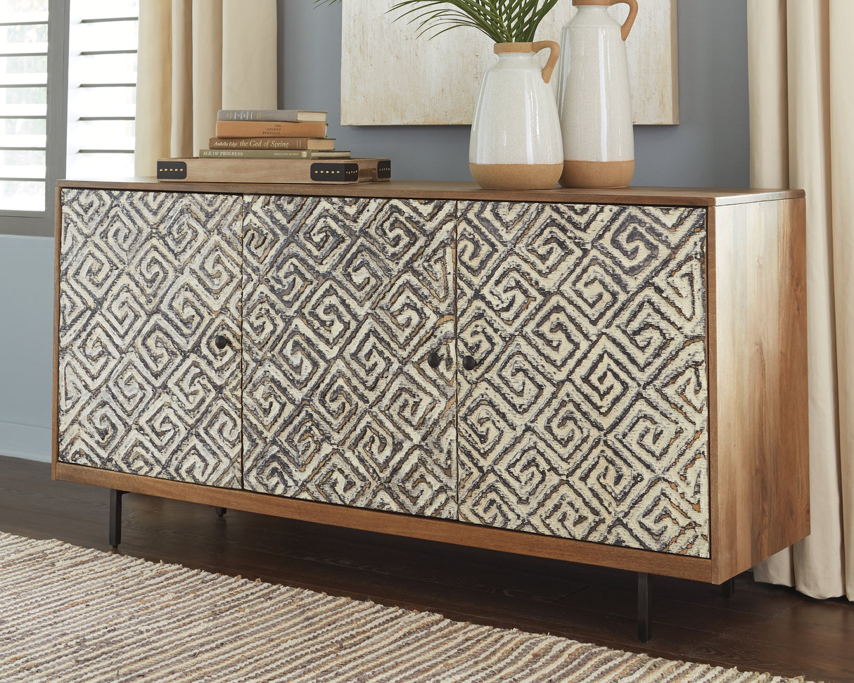 Furniture City Biloxi - Ashley Furniture - Kerrings Accent Cabinet - Accent Cabinet / Brown/Black/White - A4000258