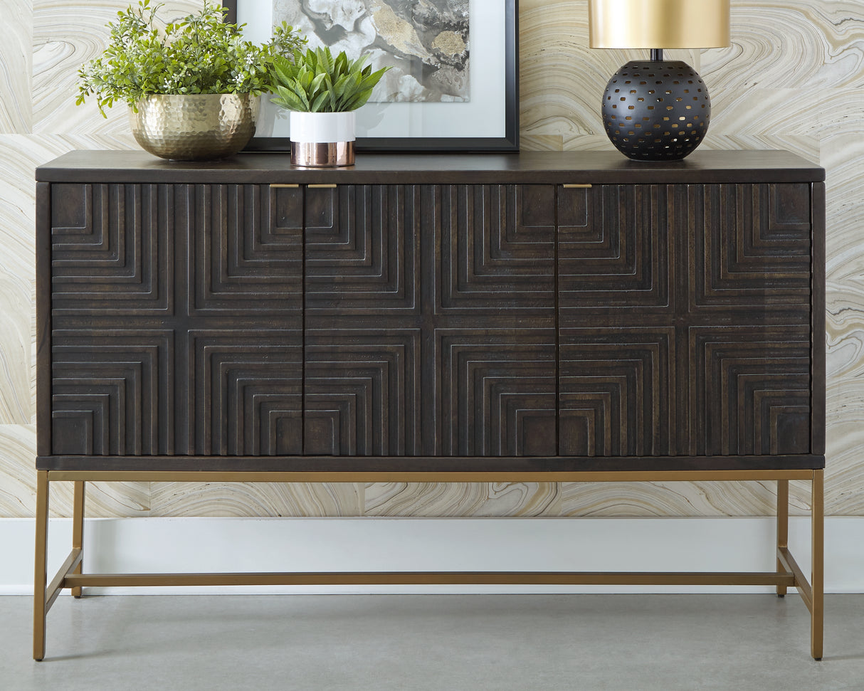Furniture City Biloxi - Ashley Furniture - Elinmore Accent Cabinet - Accent Cabinet / Brown/Gold Finish - A4000316
