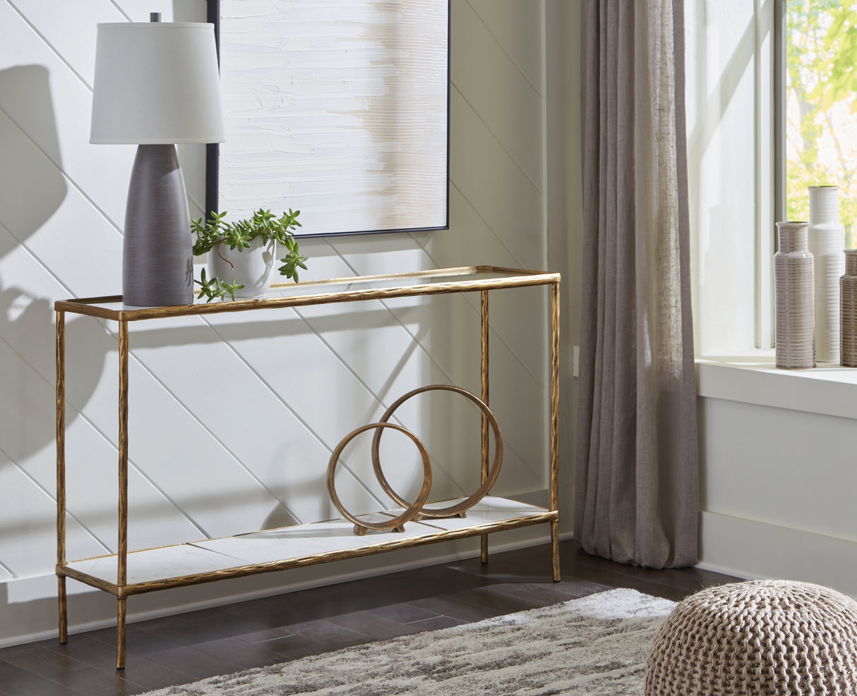Furniture City Biloxi - Ashley Furniture - Ryandale Console Sofa Table - Console Sofa Table / Antique Brass Finish - A4000443
