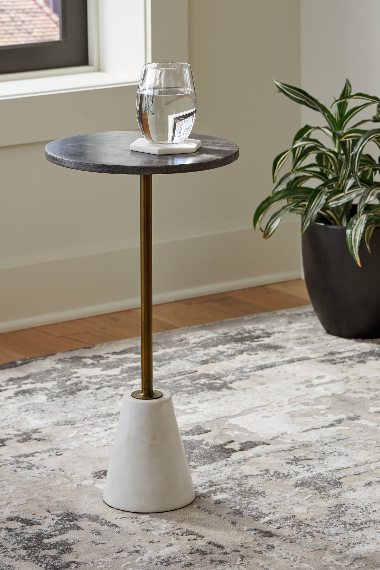 Furniture City Biloxi - Ashley Furniture - Caramont Accent Table - Accent Table / Black/White/Gold Finish - A4000540