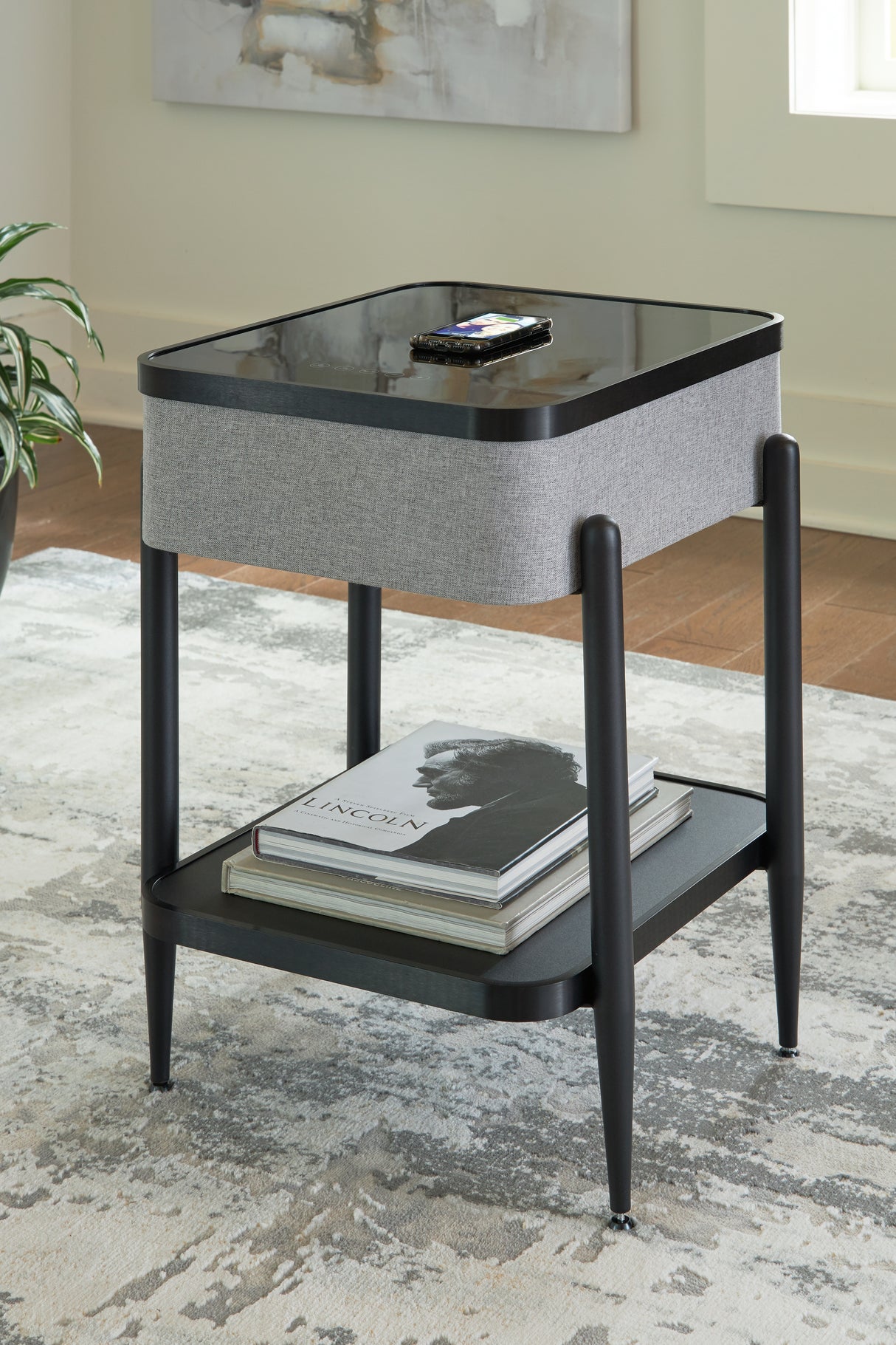 Furniture City Biloxi - Ashley Furniture - Jorvalee Accent Table with Speaker - Accent Table with Speaker / Gray/Black - A4000550