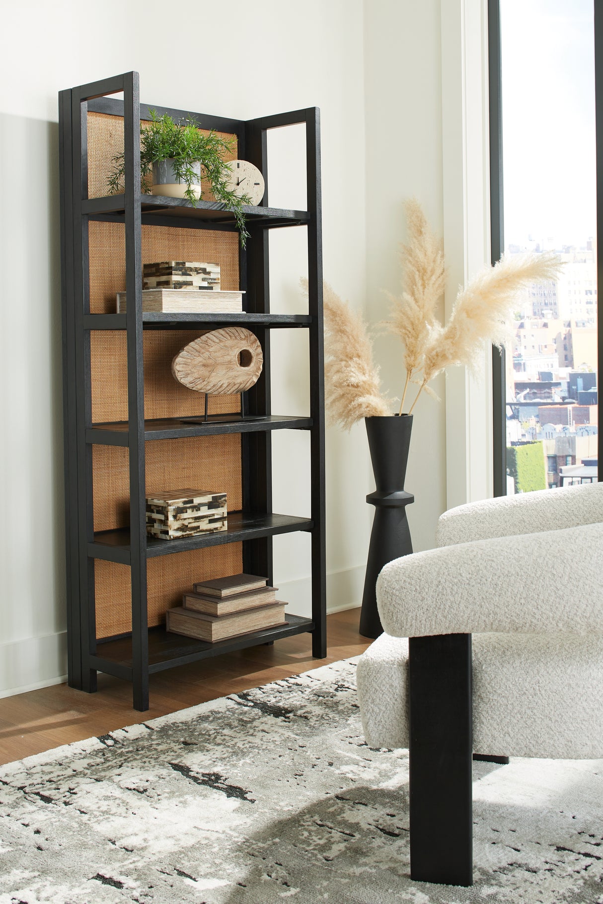Furniture City Biloxi - Ashley Furniture - Abyard Bookcase - Bookcase / Black/Natural - A4000574