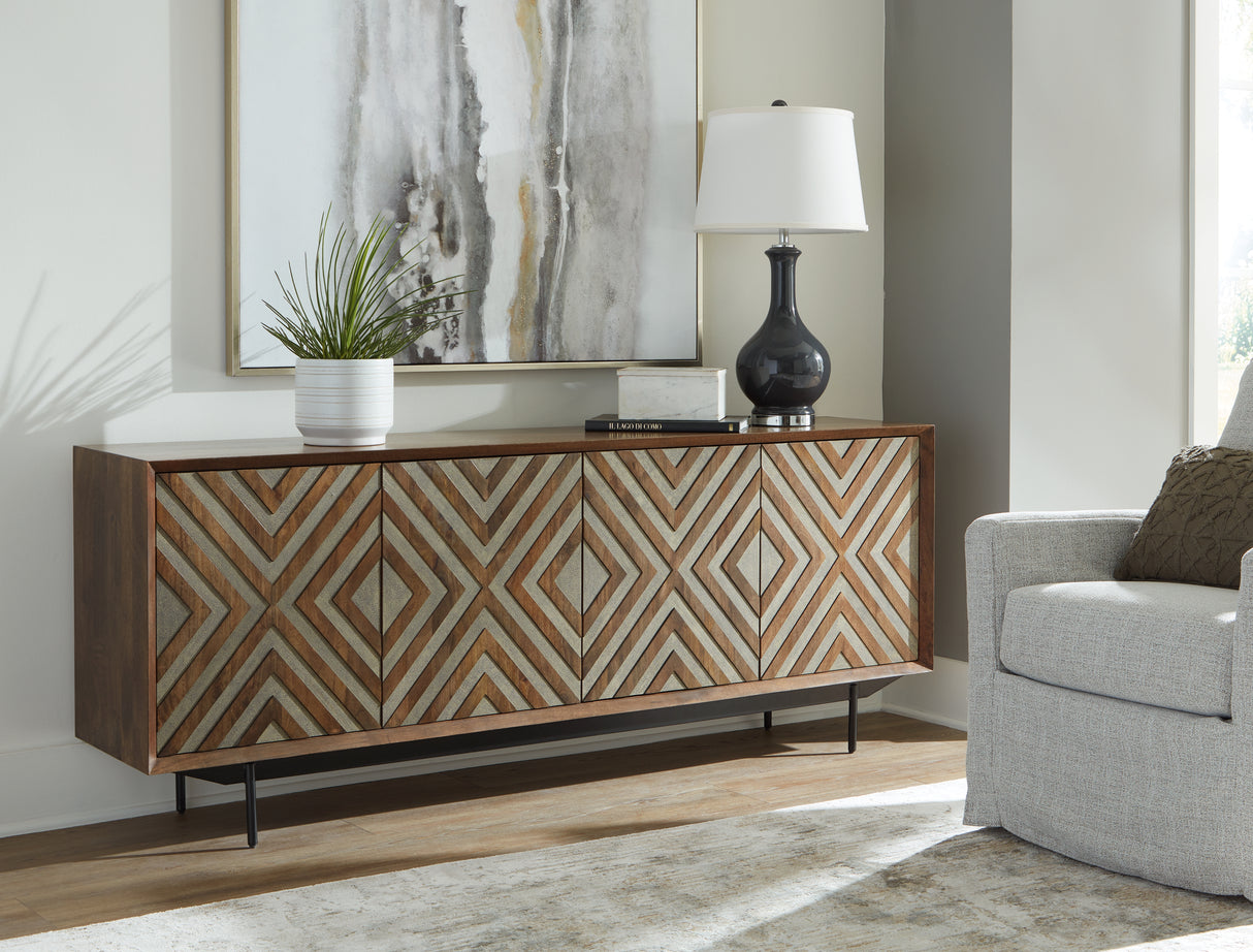 Furniture City Biloxi - Ashley Furniture - Dreggan Accent Cabinet - Accent Cabinet / Brown/Gold Finish - A4000577