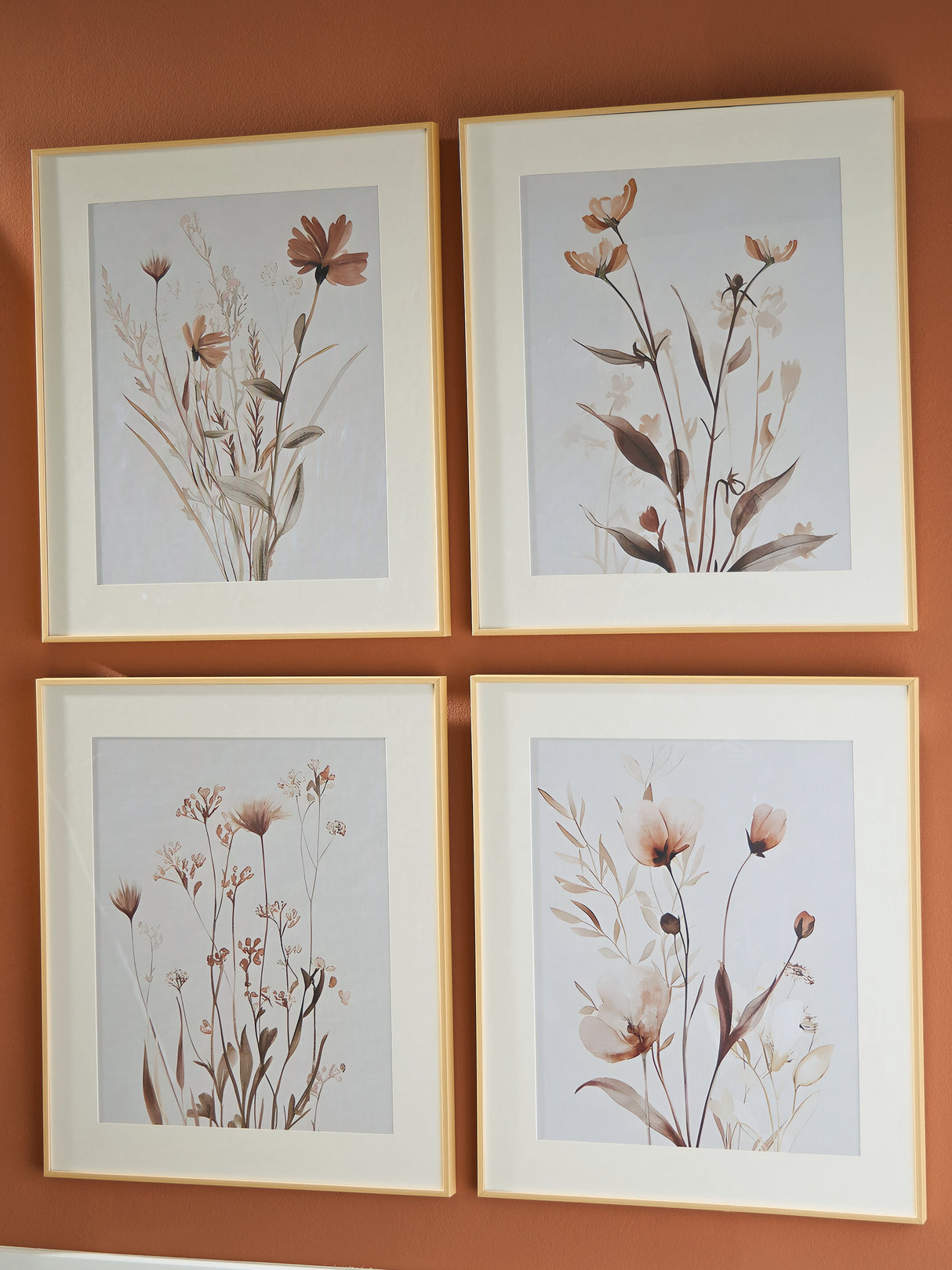 Furniture City Biloxi - Ashley Furniture - Chettings Wall Decor - Wall Art Set (4/CN) / Beige/Gray/Blush - A8000469