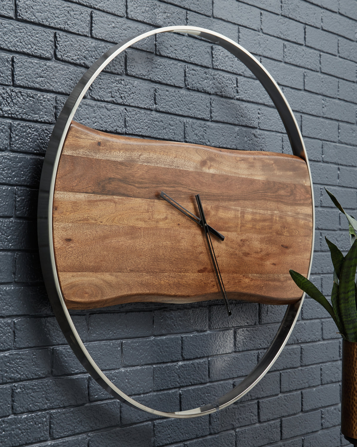 Furniture City Biloxi - Ashley Furniture - Panchali Wall Decor - Wall Clock / Brown/Silver Finish - A8010198