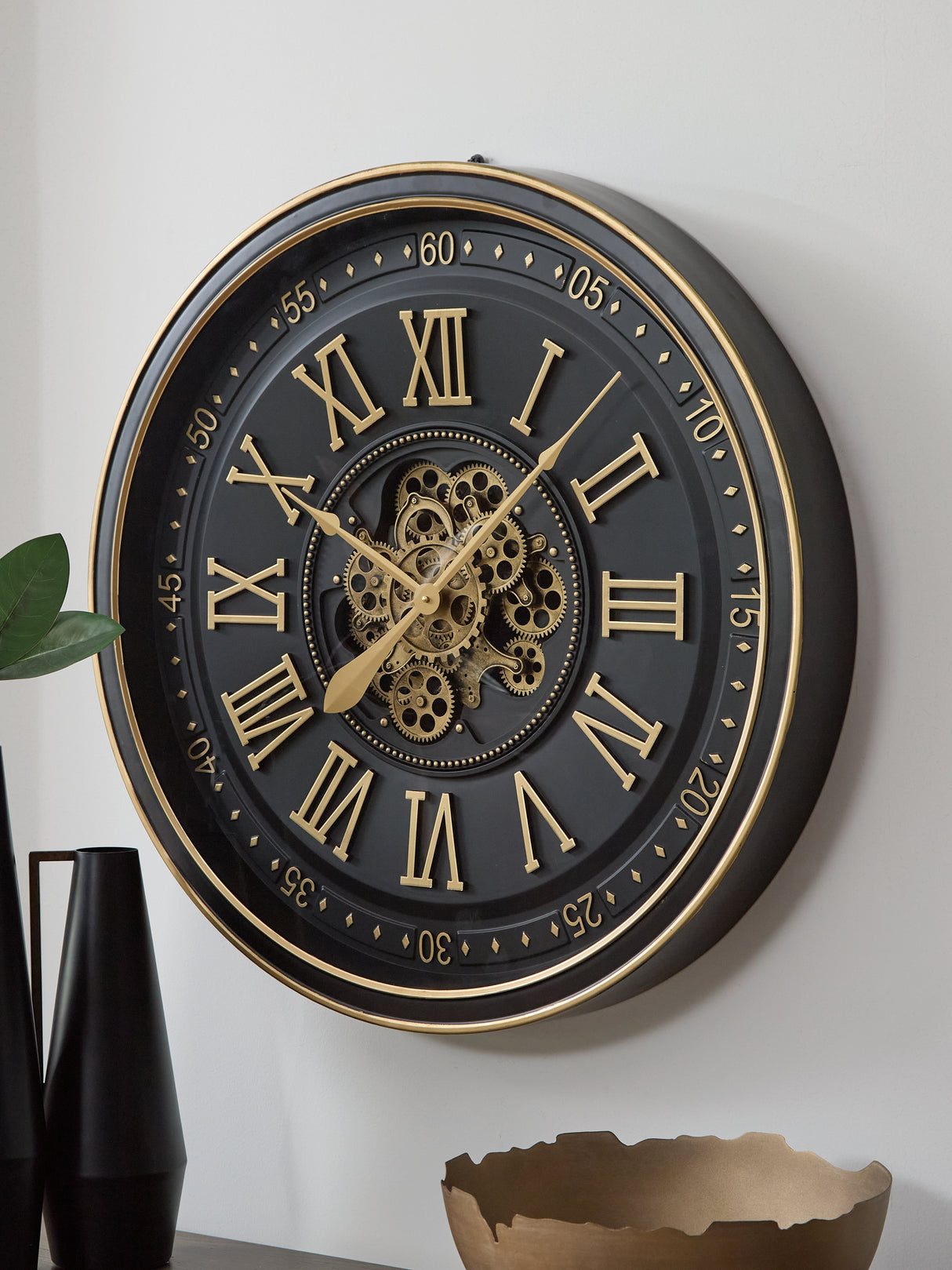 Furniture City Biloxi - Ashley Furniture - Dairton Wall Decor - Wall Clock / Black/Gold Finish - A8010385