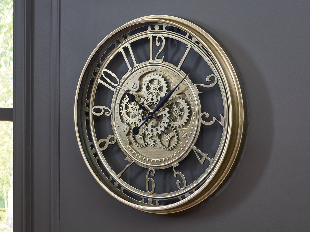 Furniture City Biloxi - Ashley Furniture - Gilover Wall Decor - Wall Clock / Champagne Finish - A8010386