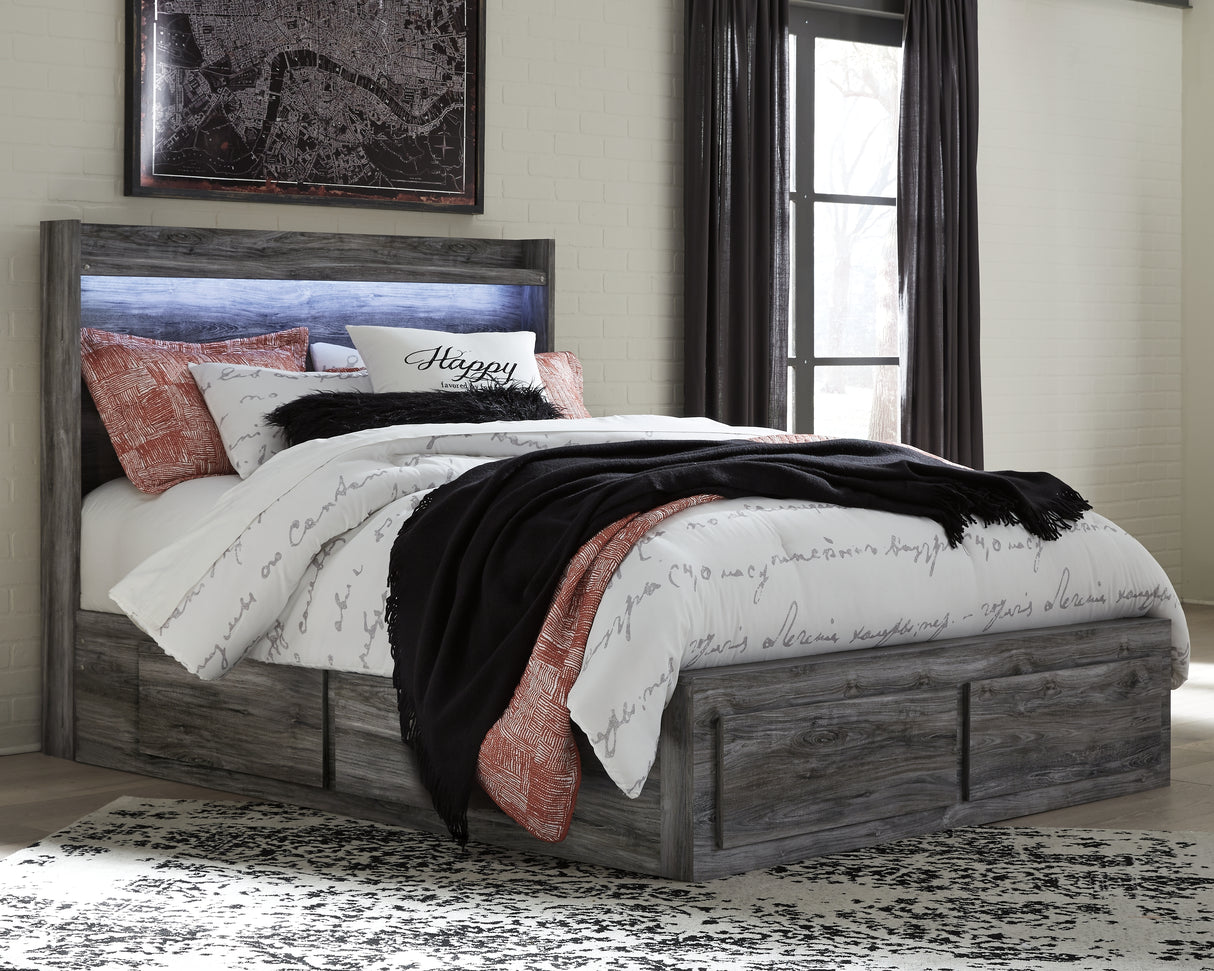 Furniture City Biloxi - Ashley Furniture - Baystorm Bedroom - Queen Panel Bed with 6 Storage Drawers / Gray - B221B4