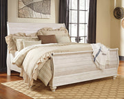 Furniture City Biloxi - Ashley Furniture - Willowton Bedroom - King Sleigh Bed / Whitewash - B267B11