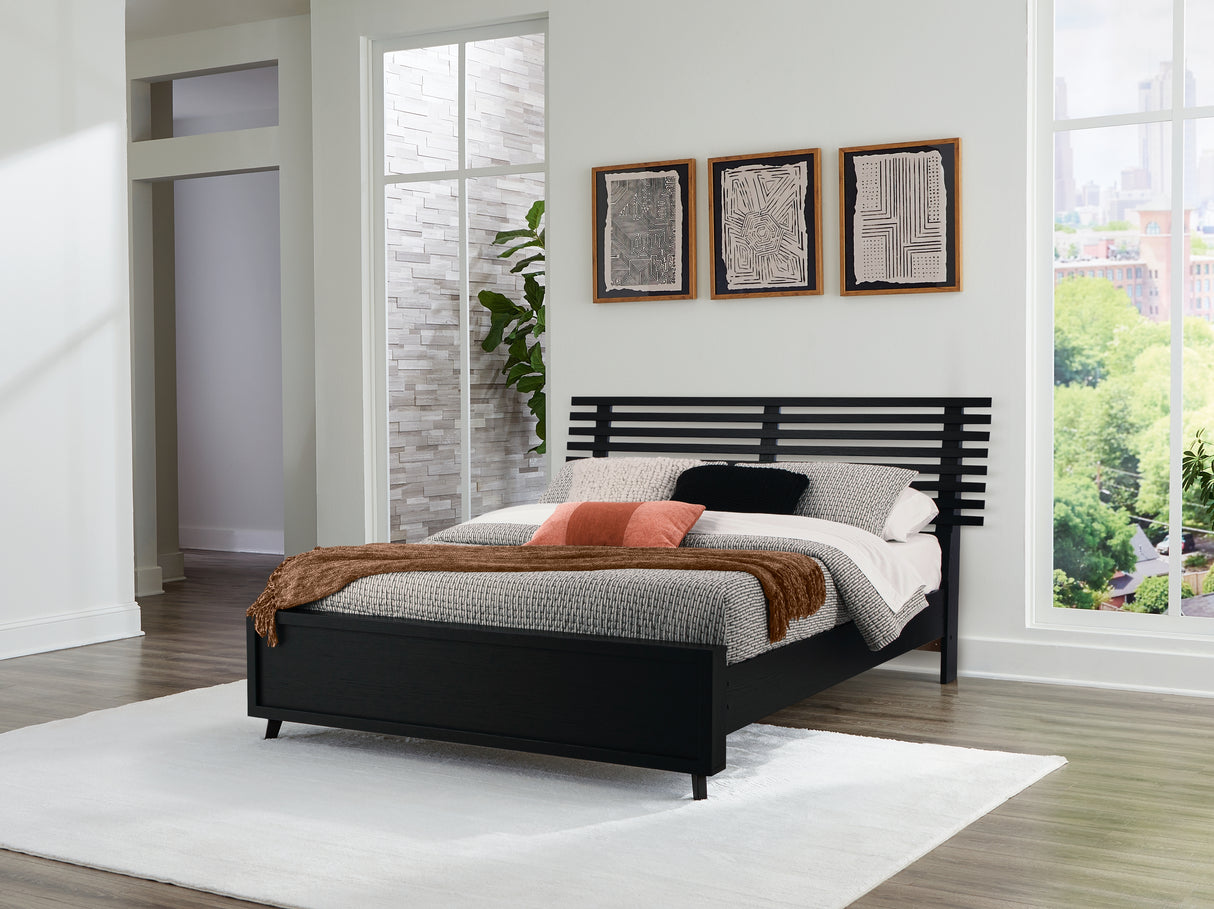 Furniture City Biloxi - Ashley Furniture - Danziar Bedroom - Queen Slat Panel Bed / Black - B1013B4