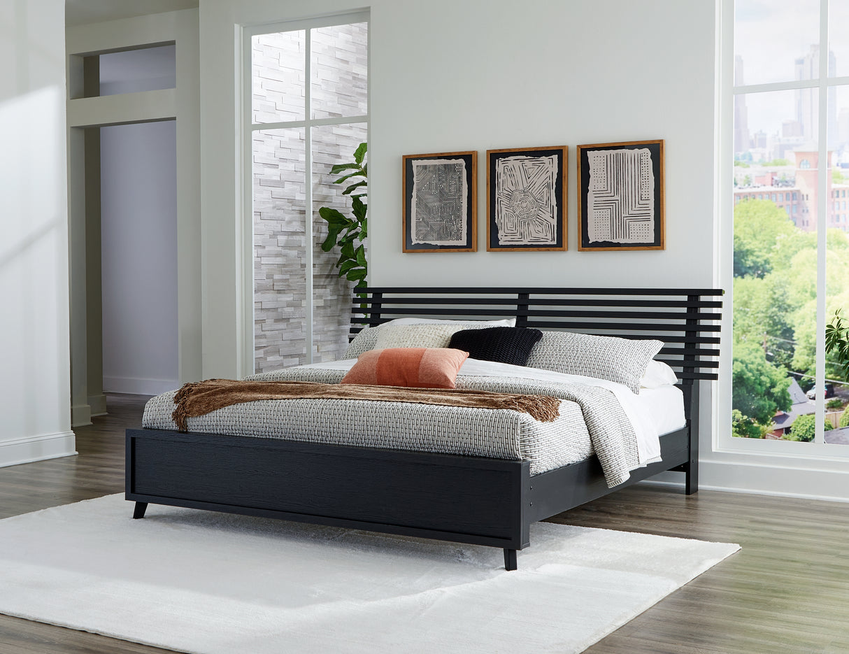 Furniture City Biloxi - Ashley Furniture - Danziar Bedroom - King Slat Panel Bed / Black - B1013B9