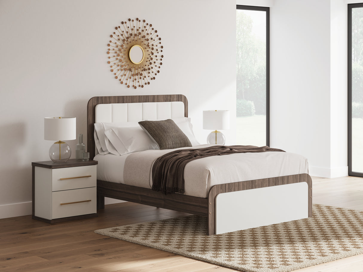 Furniture City Biloxi - Ashley Furniture - Kendanport Bedroom - Queen Upholstered Bed / White/Brown - PCB1108B7