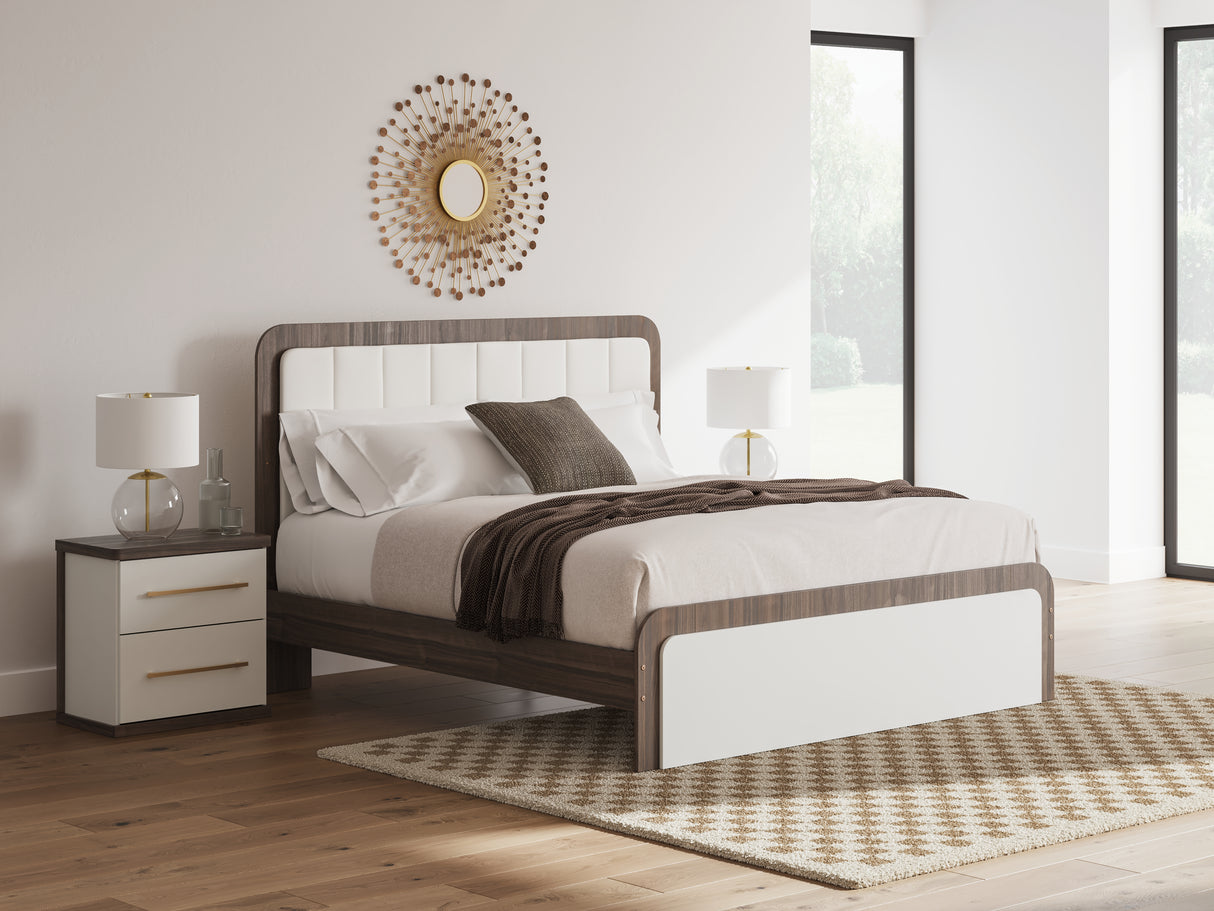 Furniture City Biloxi - Ashley Furniture - Kendanport Bedroom - King Upholstered Bed / White/Brown - PCB1108B8