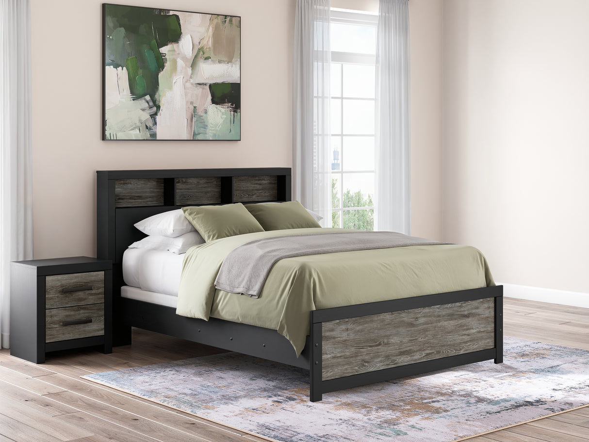 Furniture City Biloxi - Ashley Furniture - Broachmyn Bedroom - Queen Bookcase Panel Bed / Black/Gray - PCB1118B18
