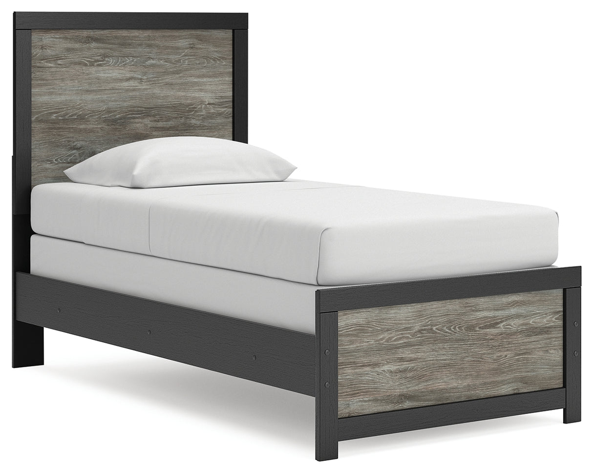 Furniture City Biloxi - Ashley Furniture - Broachmyn Bedroom - Twin Panel Bed / Black/Gray - PCB1118B8