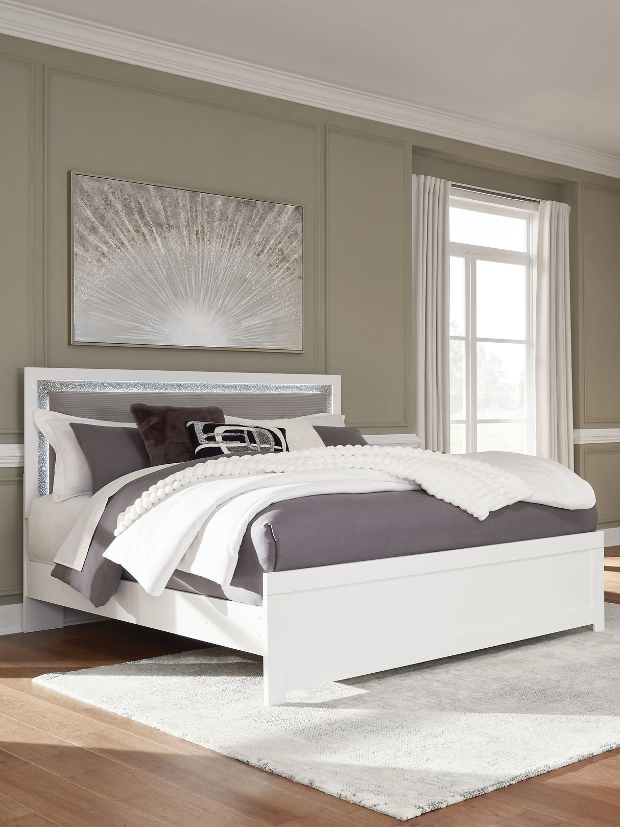 Furniture City Biloxi - Ashley Furniture - Maeling Bedroom - King Upholstered Panel Bed / White - PCB1119B4