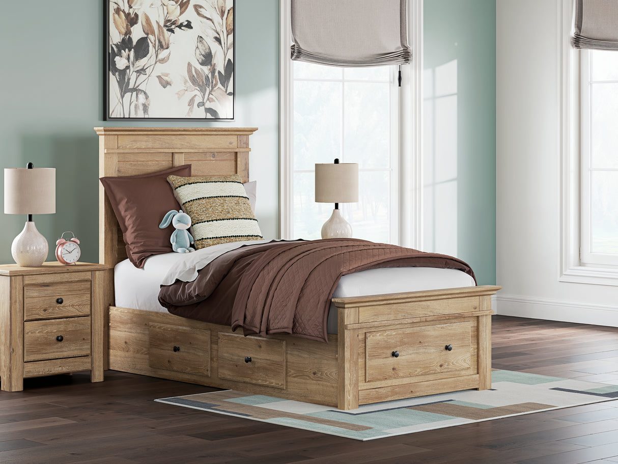 Furniture City Biloxi - Ashley Furniture - Makidern Bedroom - Twin Panel Storage Bed / Tan - PCB1170B38